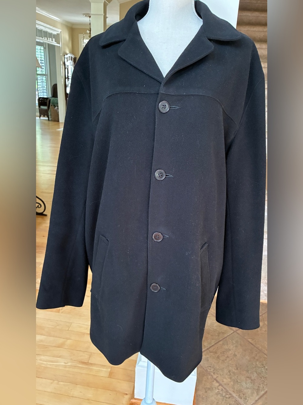 Saks Fifth Avenue Men's Black Virgin Wool & Cashmere Car Coat